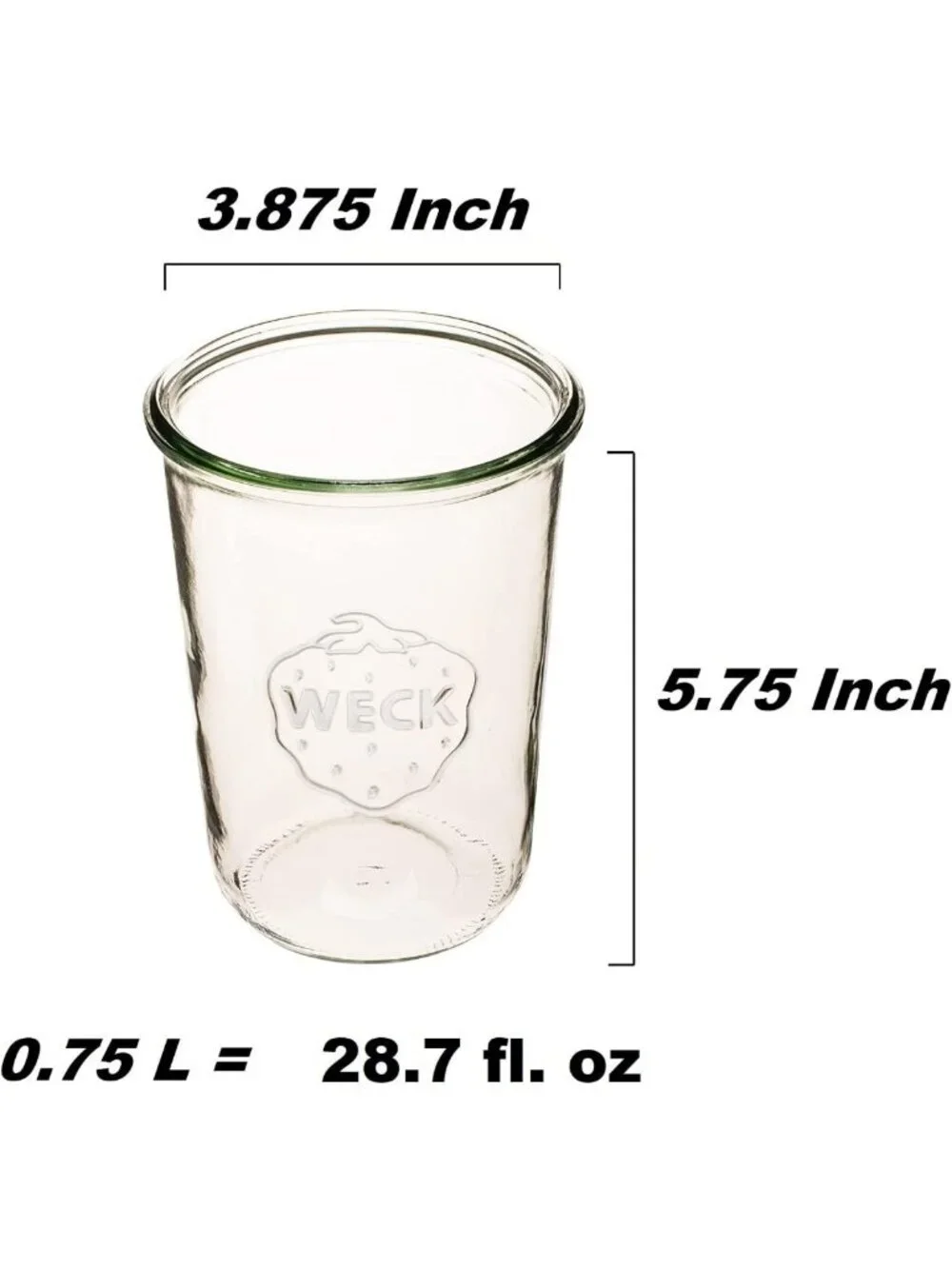 Eco-Friendly Glass Canning Jar - Airtight Food Storage Container 3/4 Liter